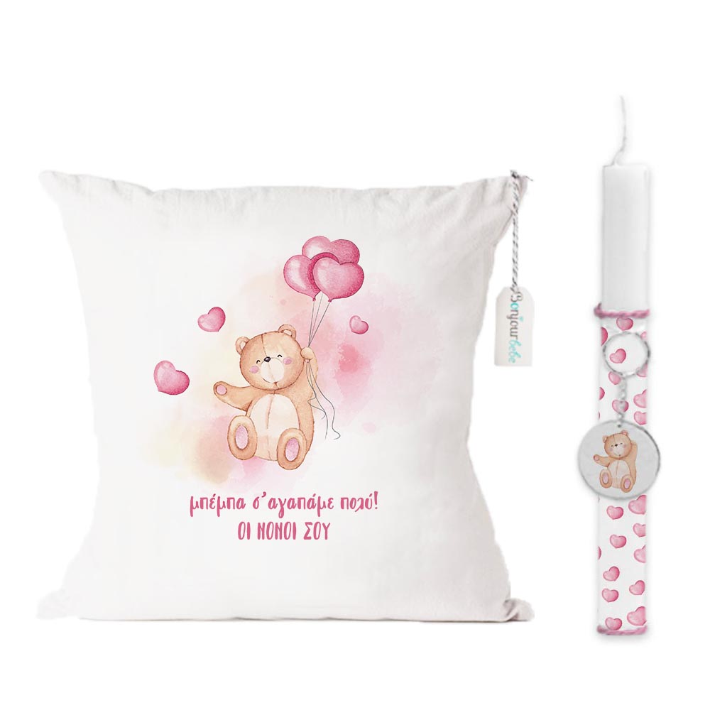 17 Λαμπάδα Πάσχα "Pink Teddy"