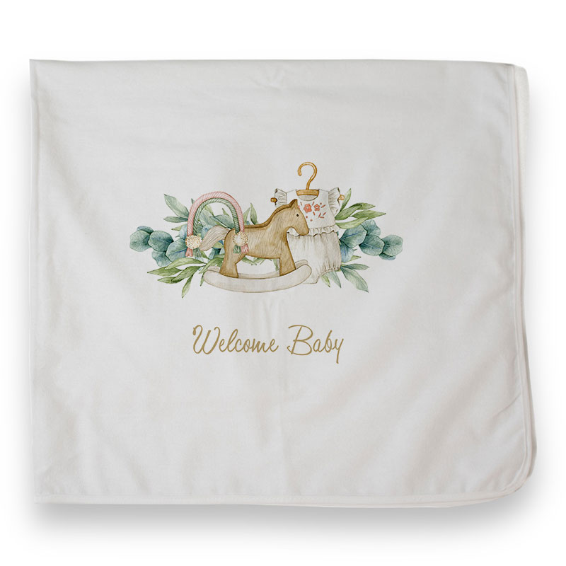 Ξύλινο Αλογάκι "Welcome Baby"(Πάνα Φανέλα)