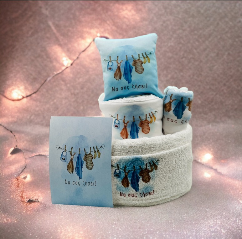 "Να σας ζήσει" Τούρτα από πάνες-λευκά είδη και προίκα. - Image 2