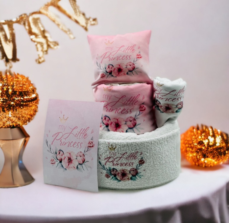 "Flower Little Princess" Τούρτα από πάνες-λευκά είδη και προίκα. - Image 2