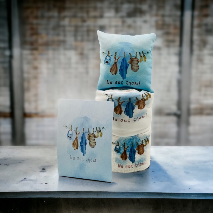 "Να σας ζήσει" Τούρτα από πάνες-λευκά είδη και προίκα. - Image 3