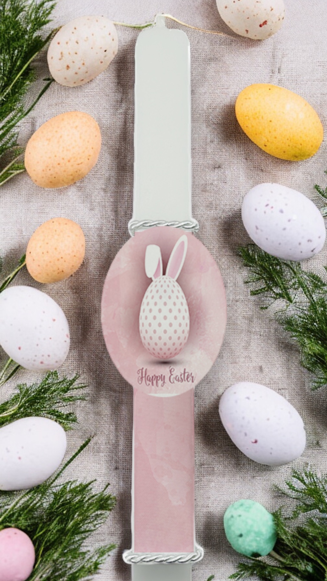 EAS100024-5A Πασχαλινή Λαμπάδα Bonjourbebe με Θέμα "Rabbit Pink Dots"