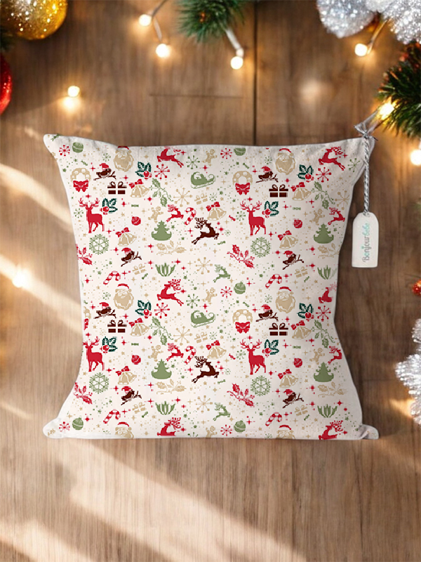 Χριστουγεννιάτικο Διακοσμητικό Μαξιλάρι με Γούρι (4040CHR202505a)