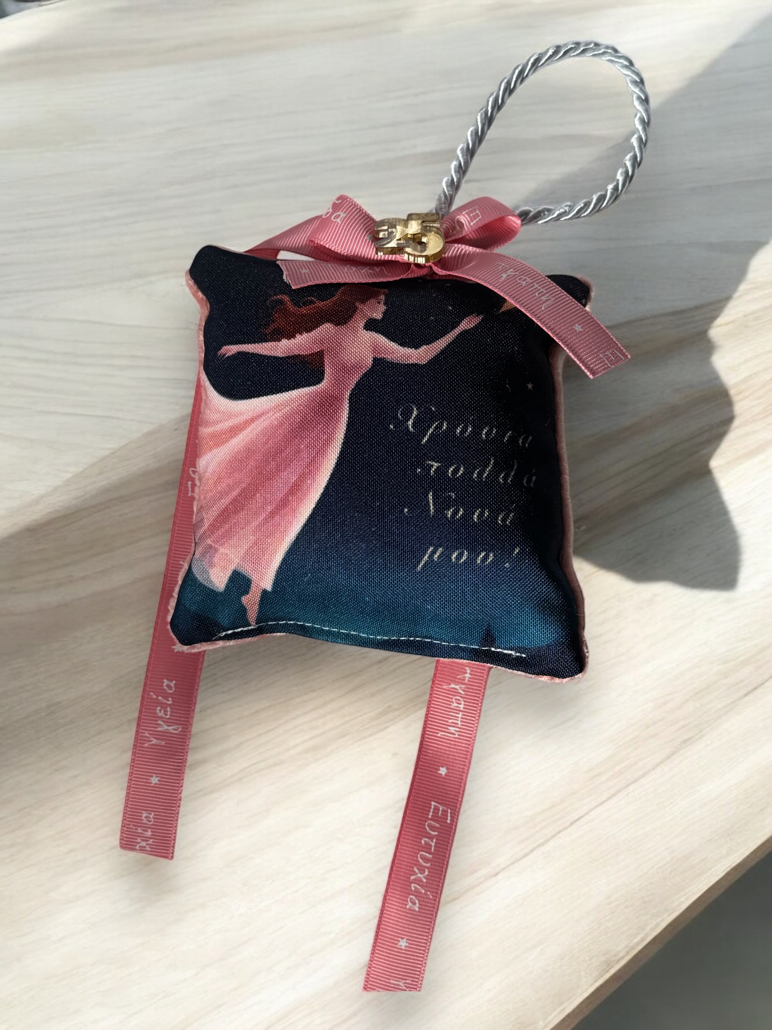 Χριστουγεννιάτικο Αρωματικό Μαξιλαράκι "Flying Princess με Ροζ Βελούδο" - Image 2